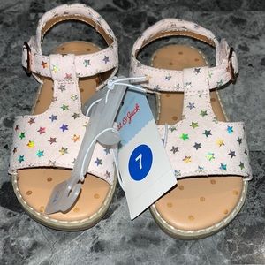 Blush Kingsley Ankle Strap Sandals with Stars Toddler Girls 7 New Cat and Jack